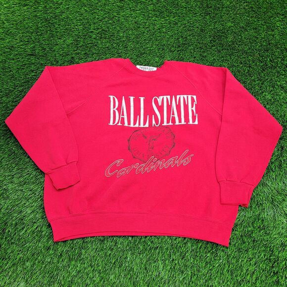 Vintage Ball State Cardinals Sweatshirt Womens 2XL 25x23 Red - Picture 1 of 14